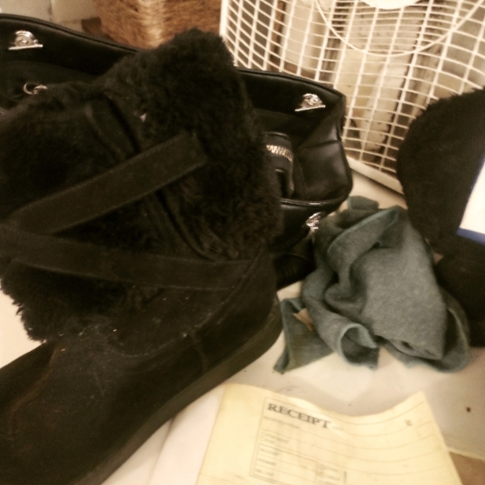 Basic editions size 7.5 suede black boots women's